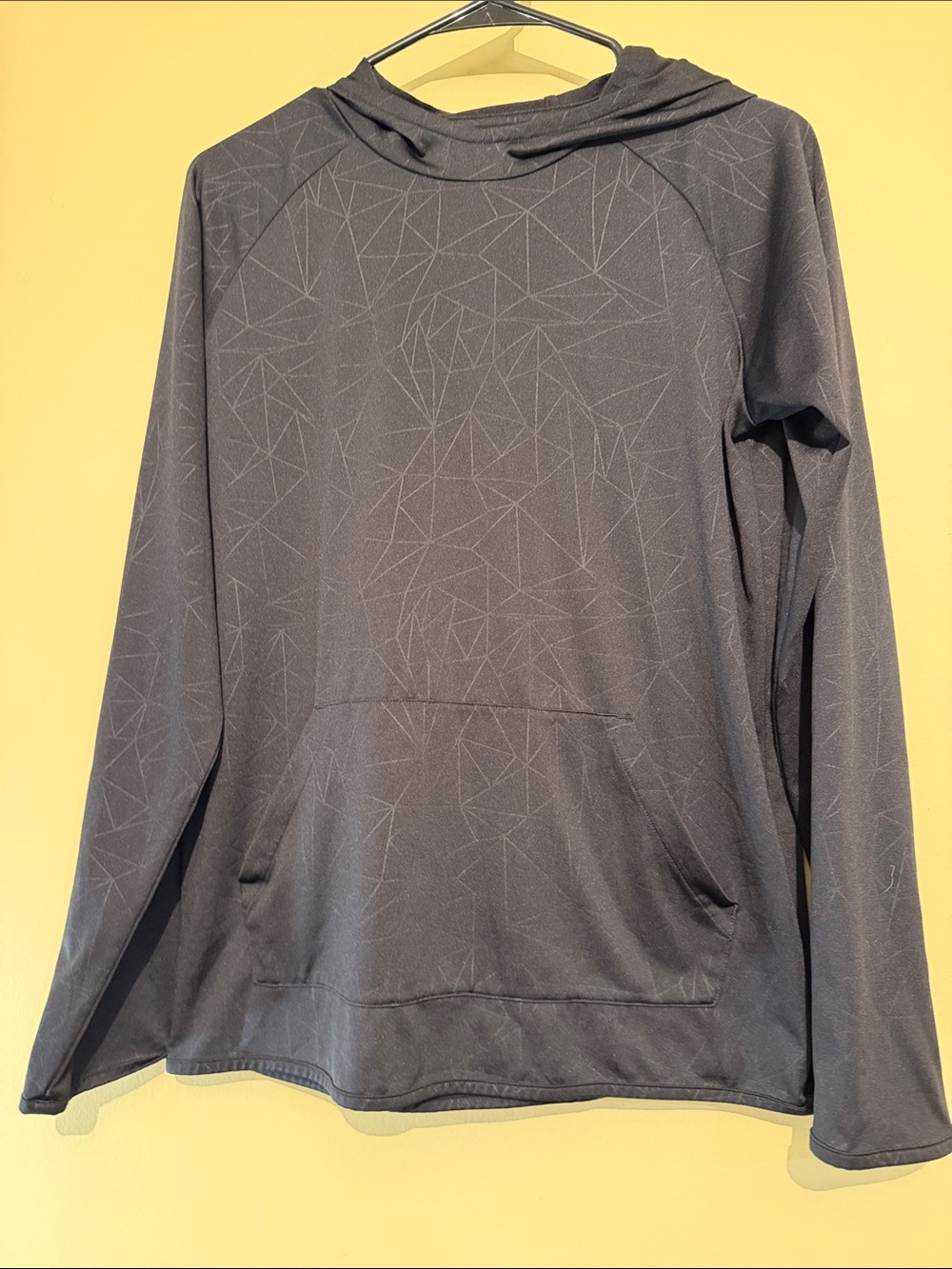 Ideology Black Long Sleeve Hoodie Tee with Geometric Print